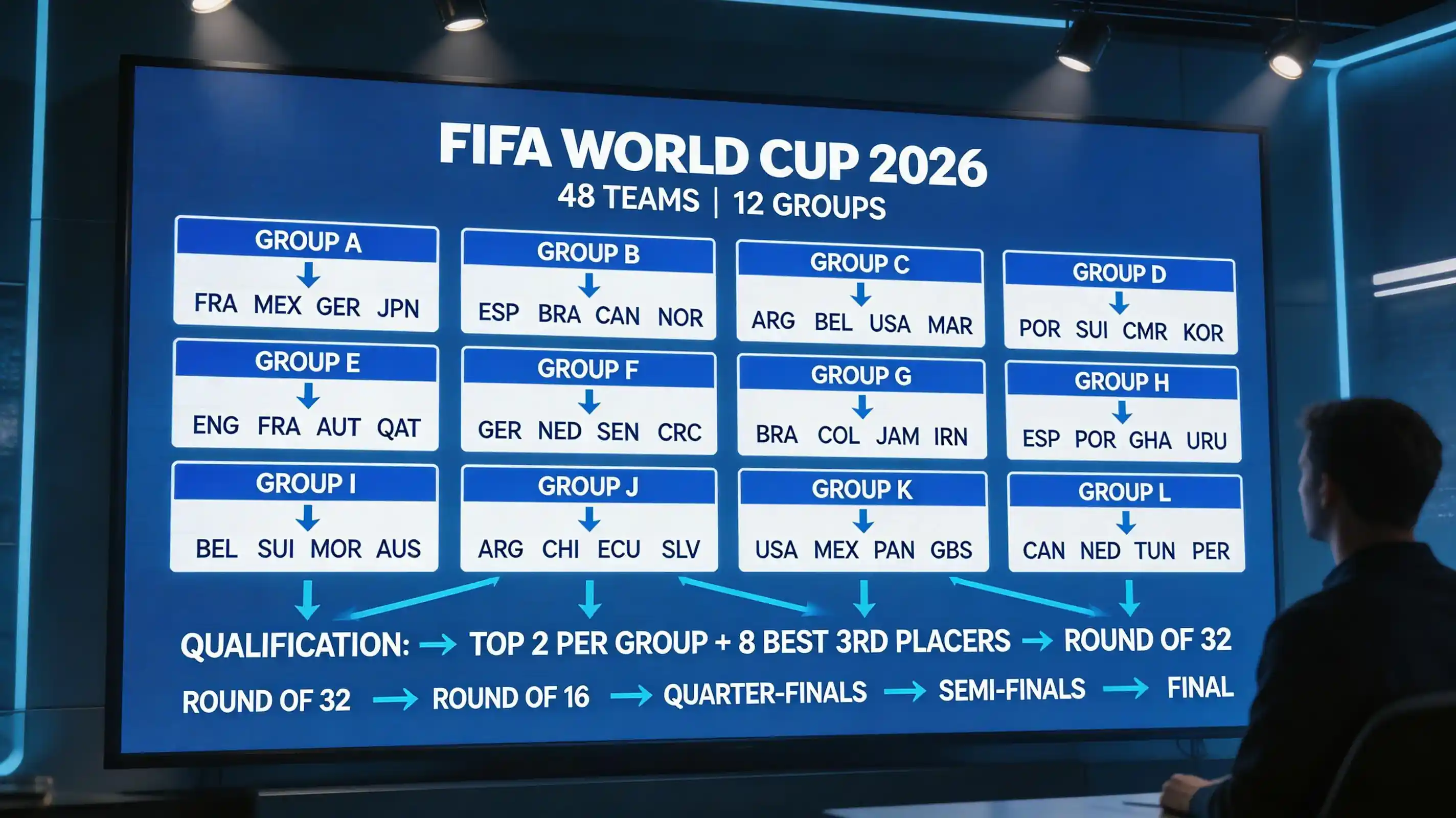 Schéma du nouveau format 48 équipes de la Coupe du Monde 2026